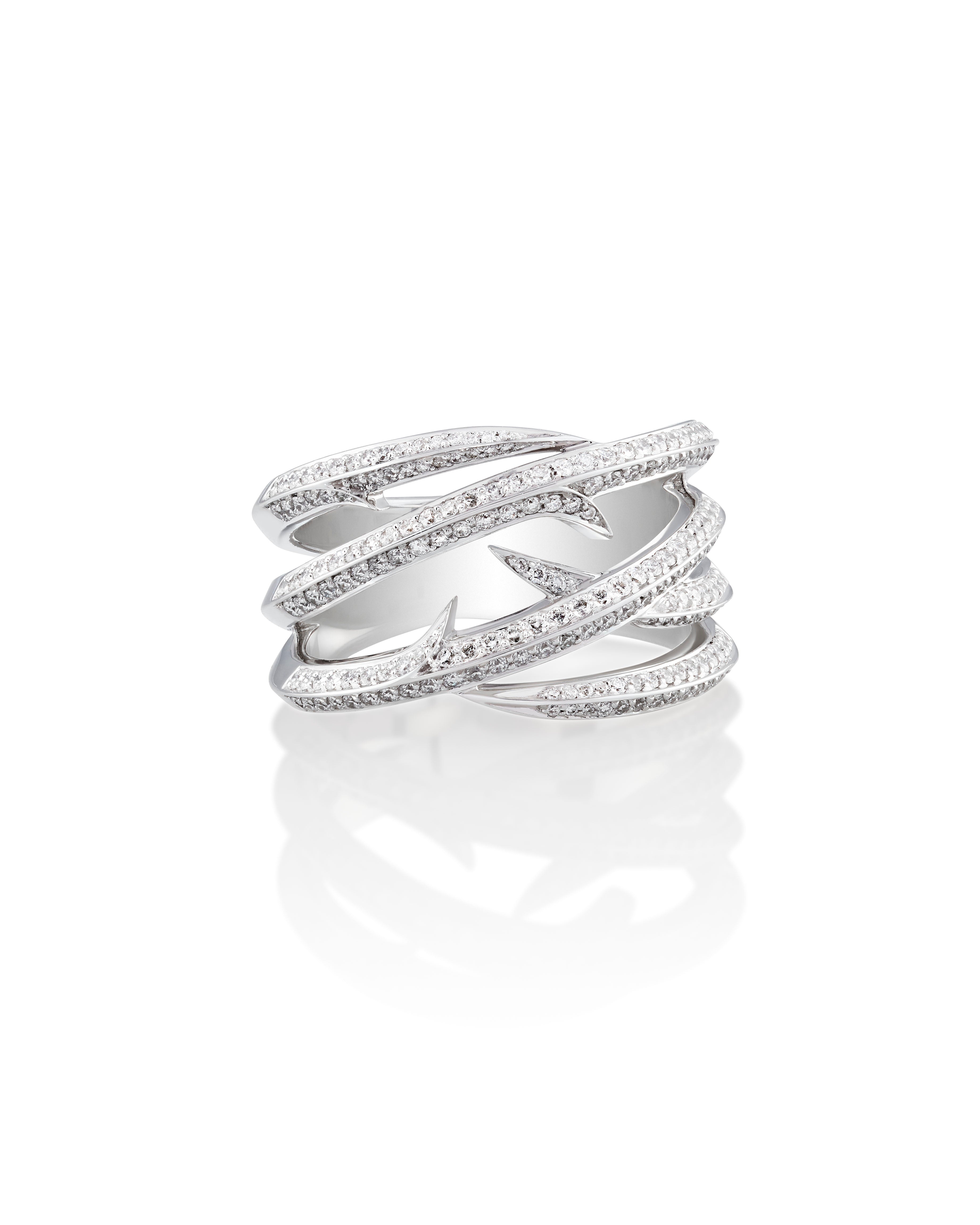 Thorn Embrace Wrap Band Ring in White Gold