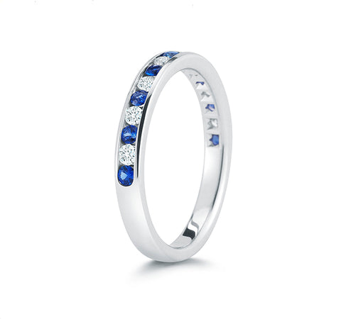 Sapphire & Diamond Channel Band in White Gold