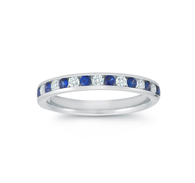 Sapphire & Diamond Channel Band in White Gold