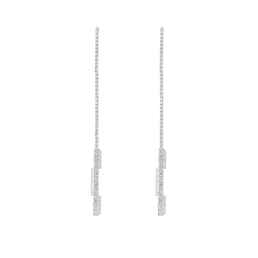 Link to Love Chain Threader Earrings in White Gold