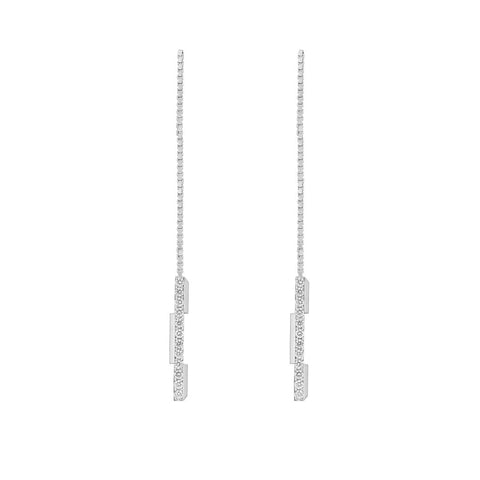 Link to Love Chain Threader Earrings in White Gold