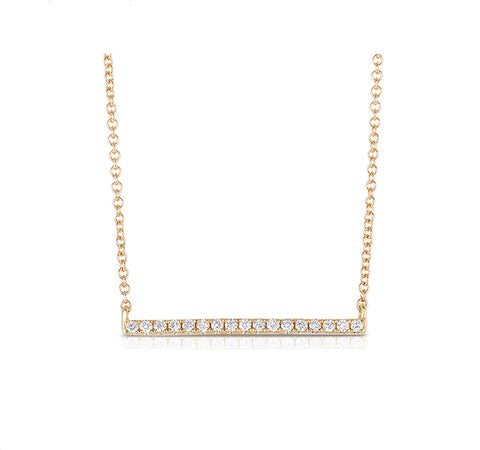 Yellow Gold Bar Necklace With Diamonds