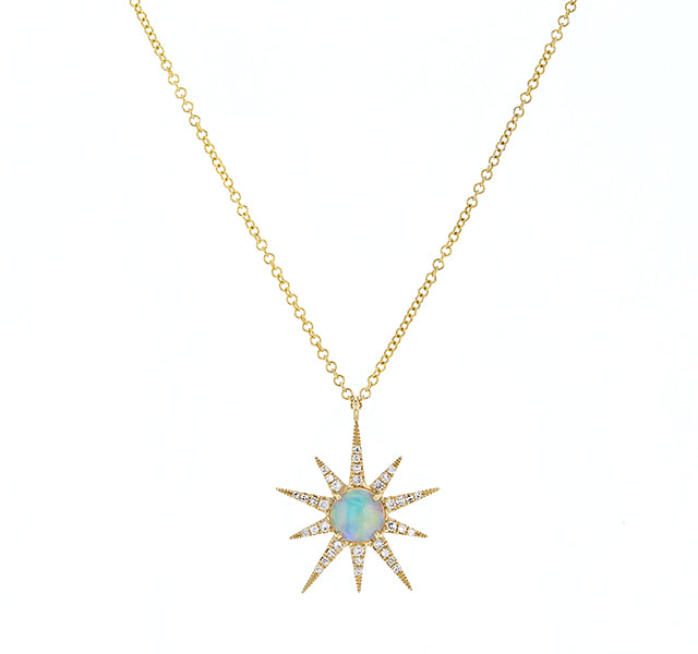 Opal and Diamond Starburst Pendant