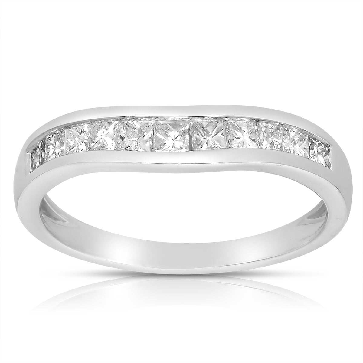 Curved Channel Set Band with Princess Cut Diamonds