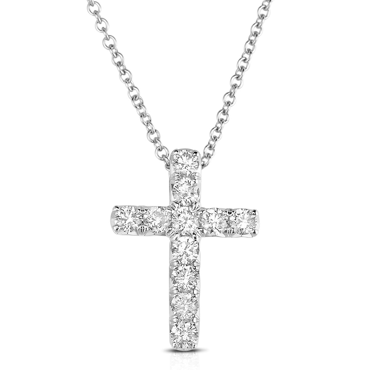 Diamond Cross Necklace in White Gold