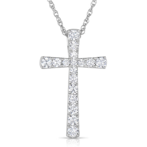 Flared Diamond Cross Pendant Necklace