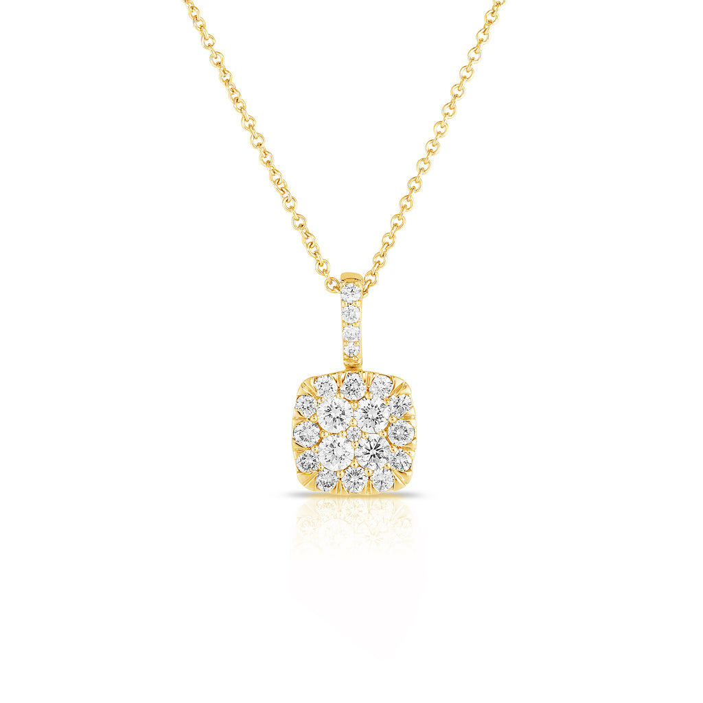 Cushion Shaped Pendant in Yellow Gold