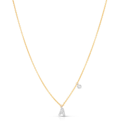 A Initial Necklace with Bezel Set Diamond