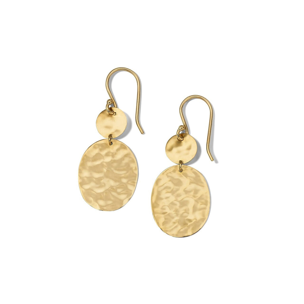 Classico Crinkle Hammered Oval Drop Earrings in 18k Yellow Gold