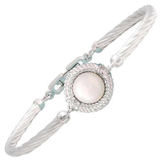 Pearl and Diamond Bracelet in Sterling Silver