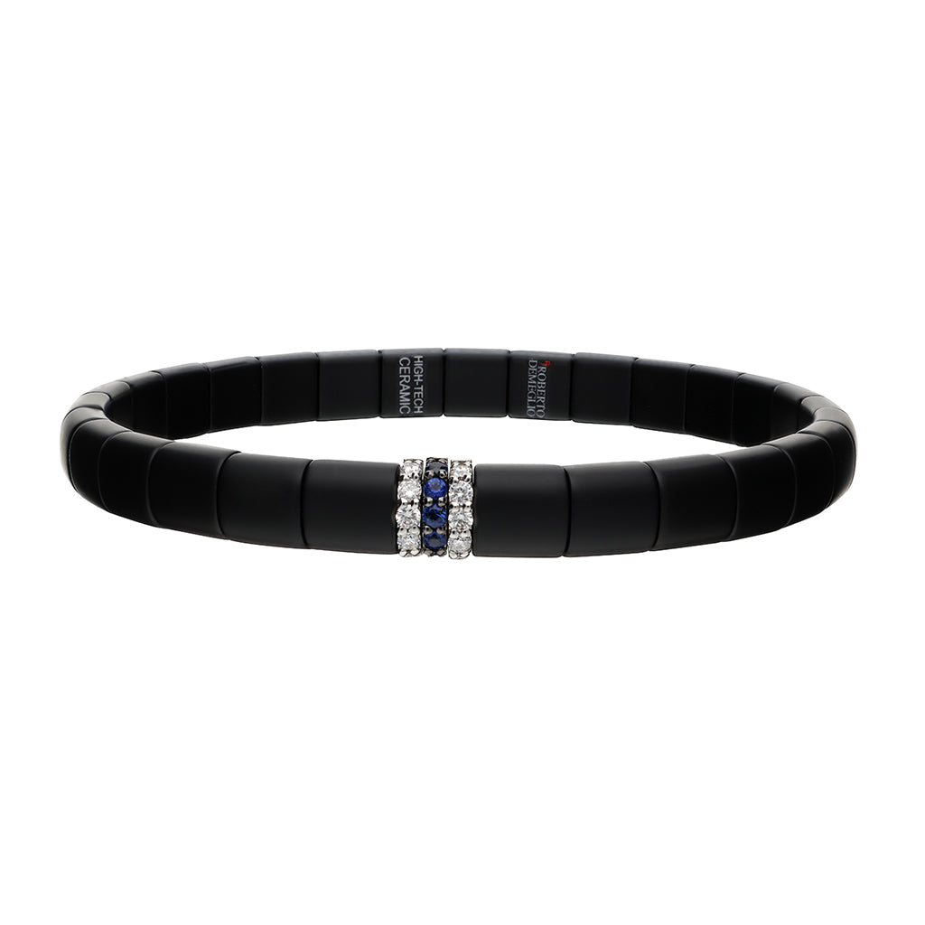 Stretch Bracelet with Diamonds & Blue Sapphire