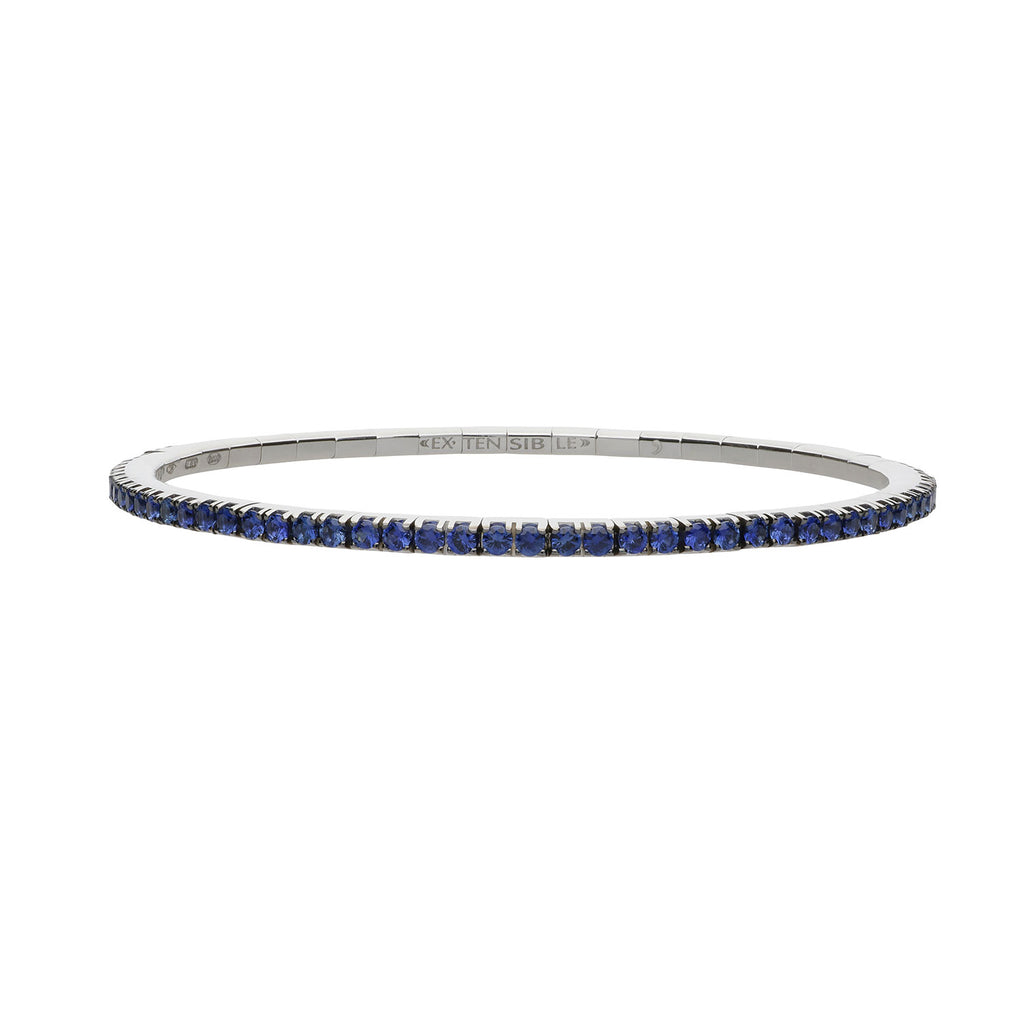 Springs Stretch Tennis Bracelet with Blue Sapphires