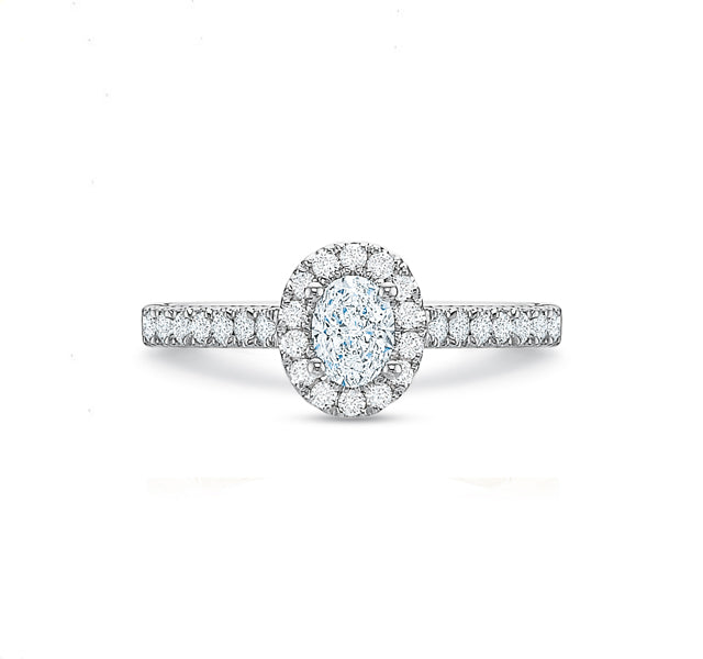 Oval Halo Engagement Ring .75tw