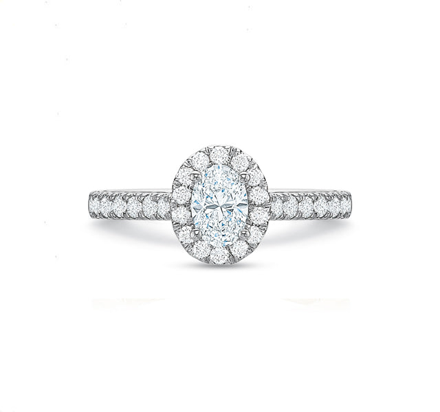 Oval Halo Engagement Ring 1.00tw
