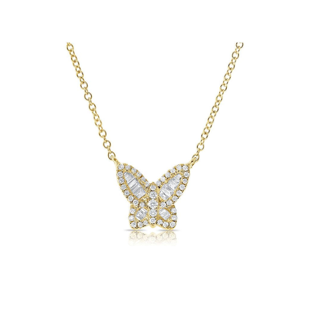 Diamond Butterfly Necklace in Yellow Gold
