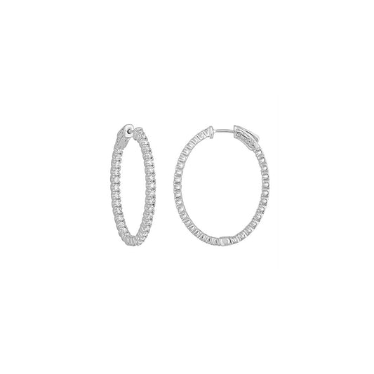 Oval In/Out Hoop Earrings in White Gold