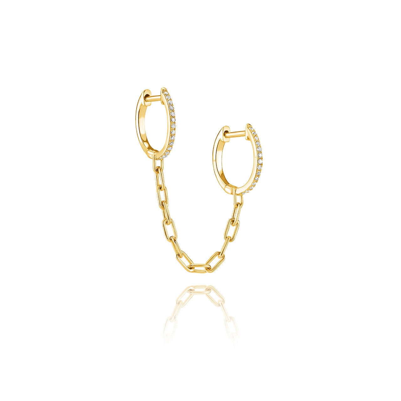 Single Earring Hoops Connected by Chain