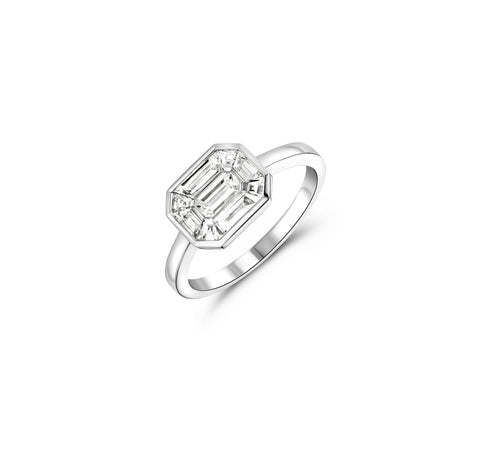 Emerald Cut Diamond Fusion Ring