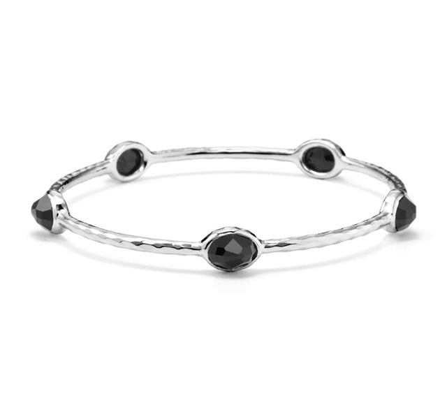 Silver Rock Candy 5-stone Bangle in Black Onyx