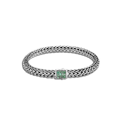 Classic Chain Bracelet with Reversible Emerald & Black Sapphire