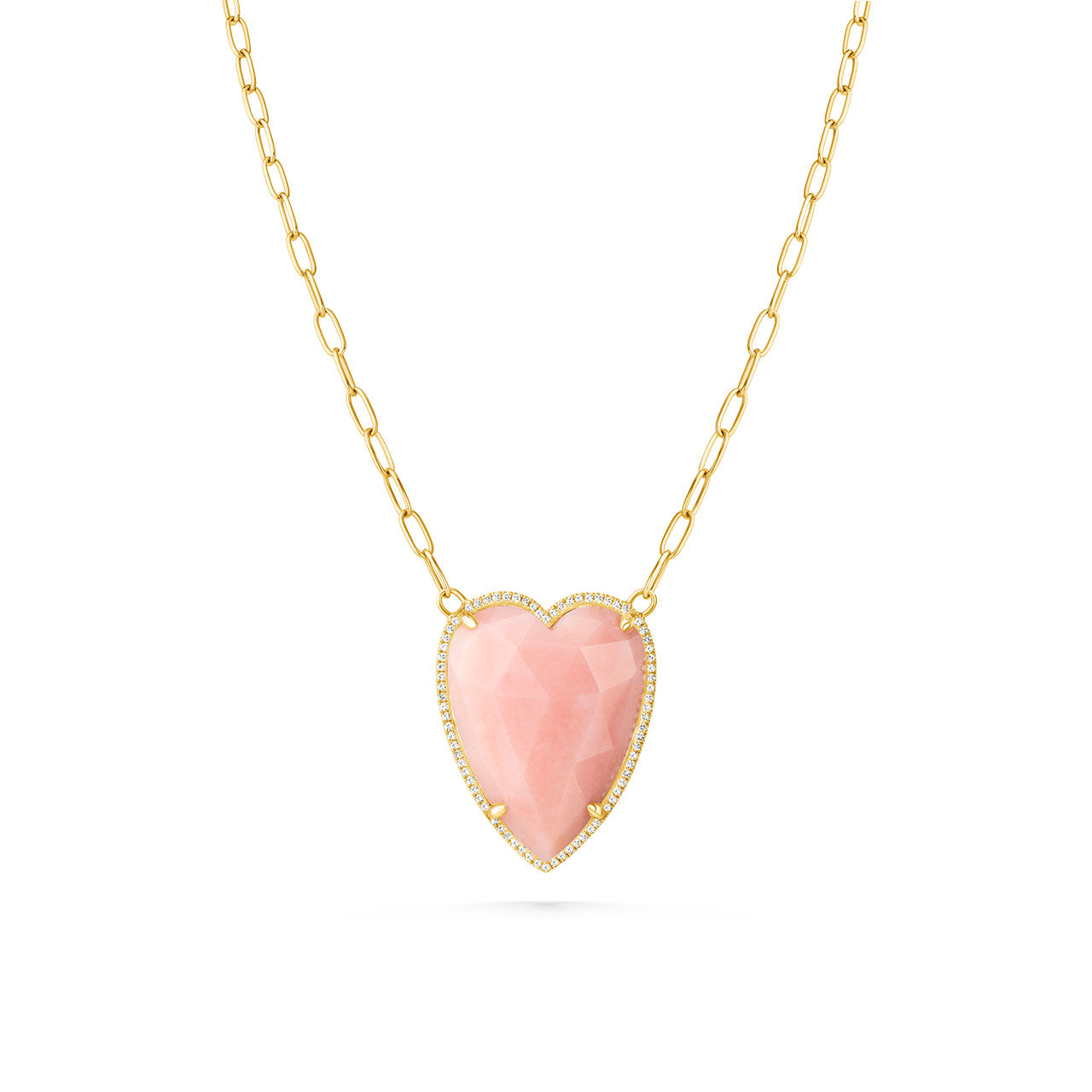 Large Pink Opal Heart Necklace