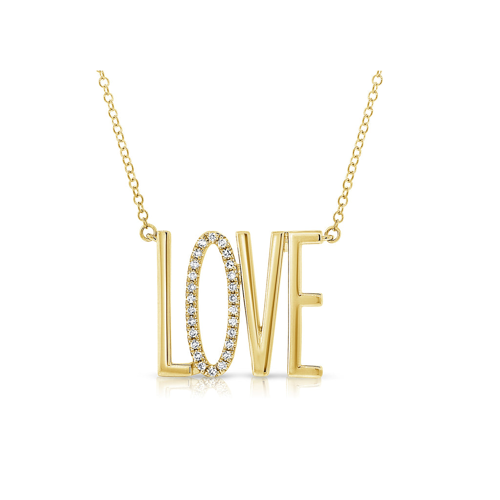 "LOVE" Pendant Necklace in Yellow Gold