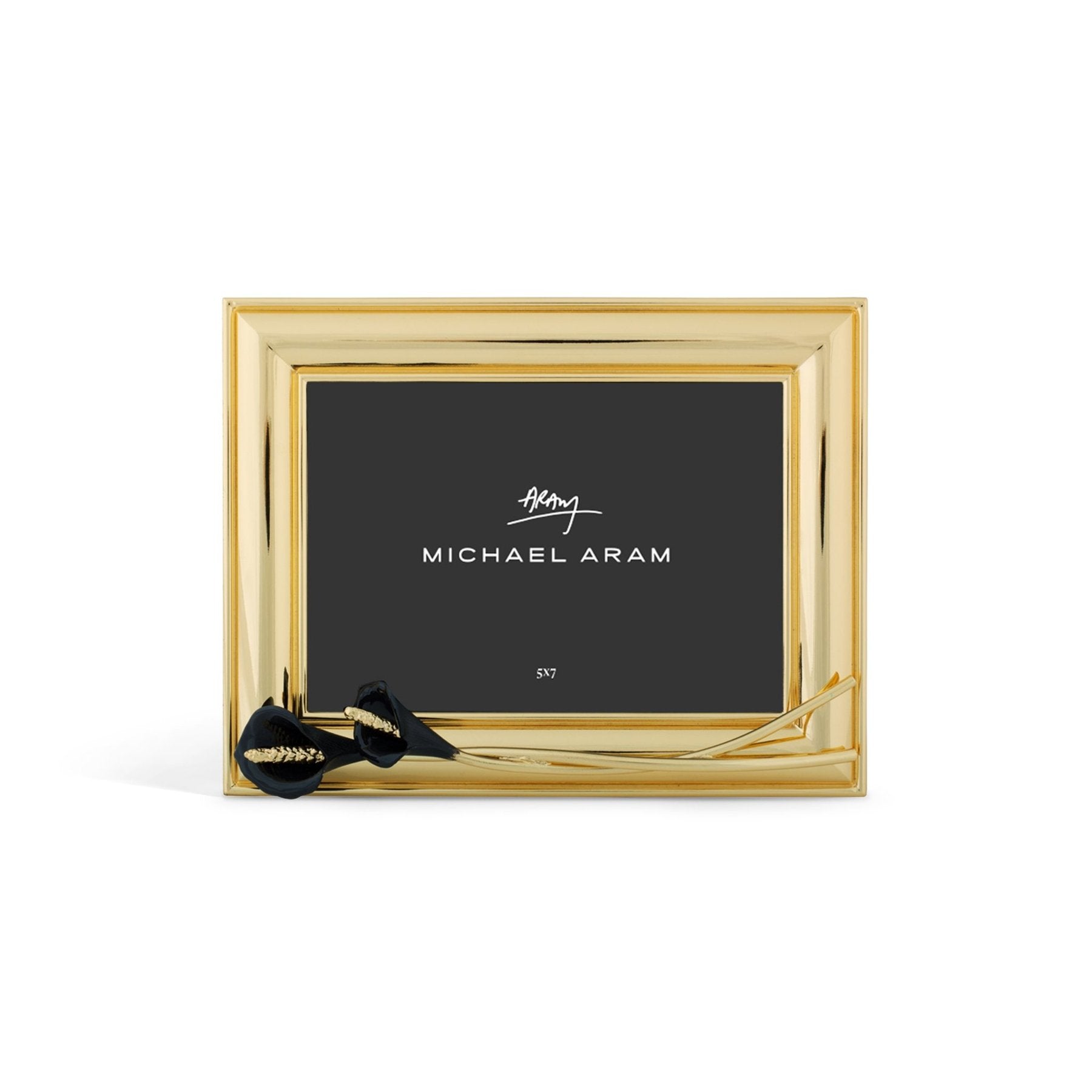 Goldtone Calla Lily Midnight Frame with Midnight Enamel