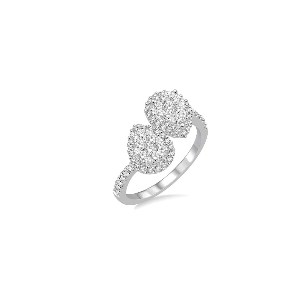 Double Pear Diamond Cluster Ring