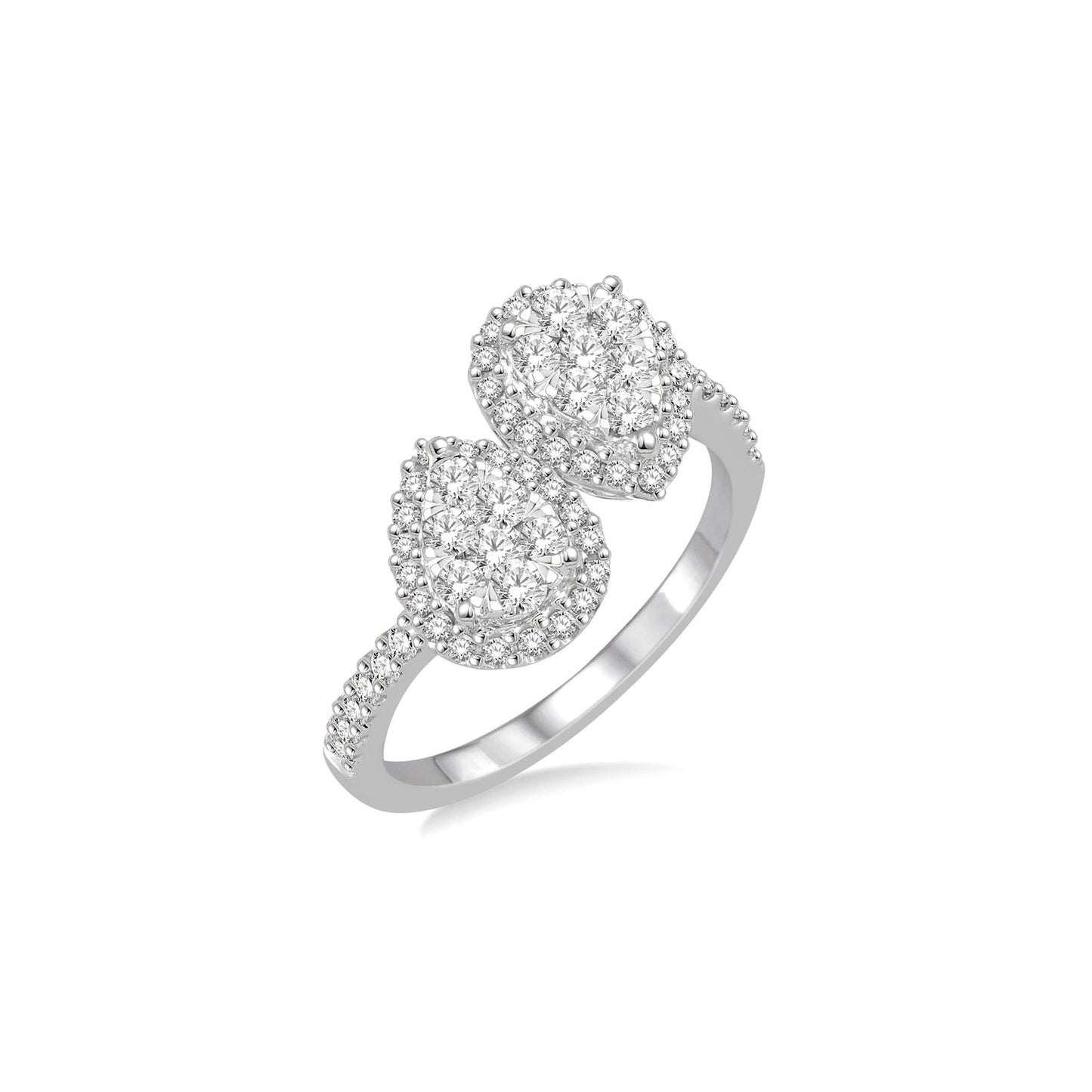 Double Pear Diamond Cluster Ring