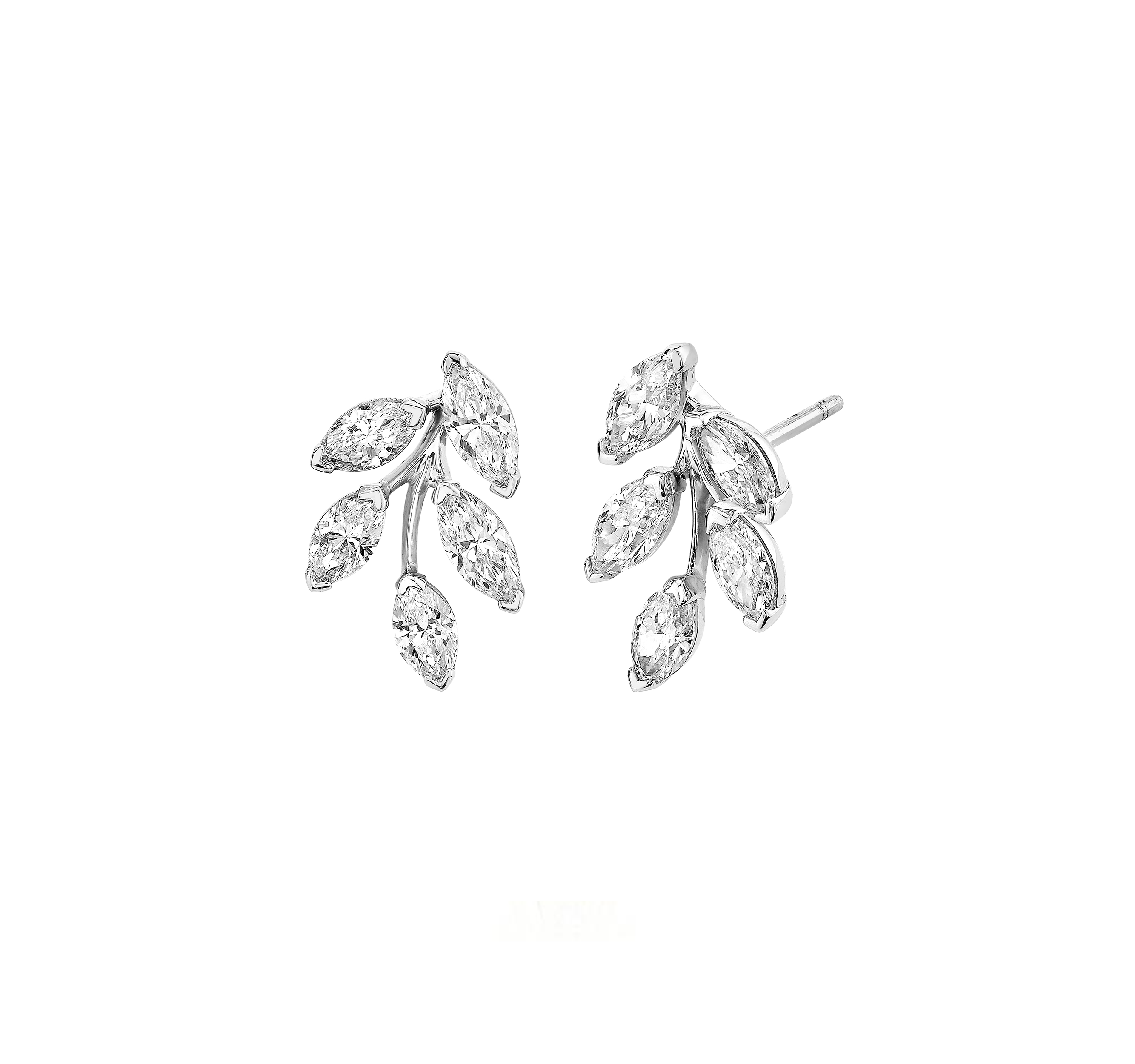 Marquise Diamond Leaves Stud Earrings