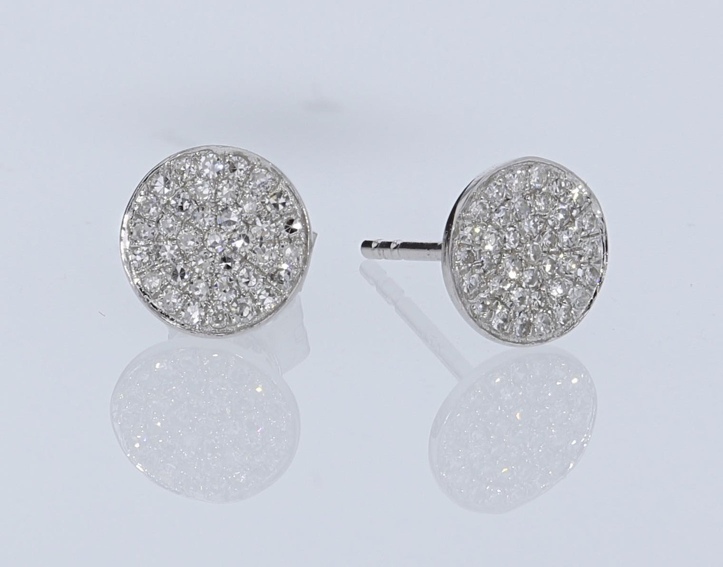 Diamond Pave Disc Stud Earrings