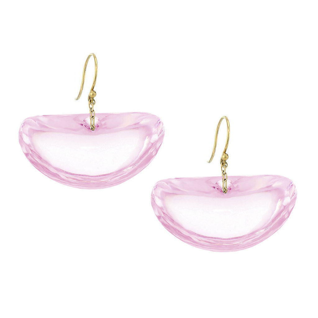 Ginko Leaf Stone Earrings in Rose Quartz