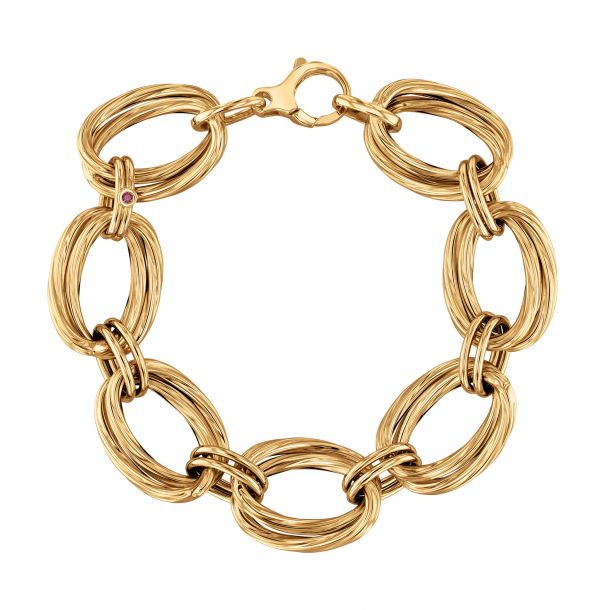 Twisted Oval Yellow Gold Bracelet