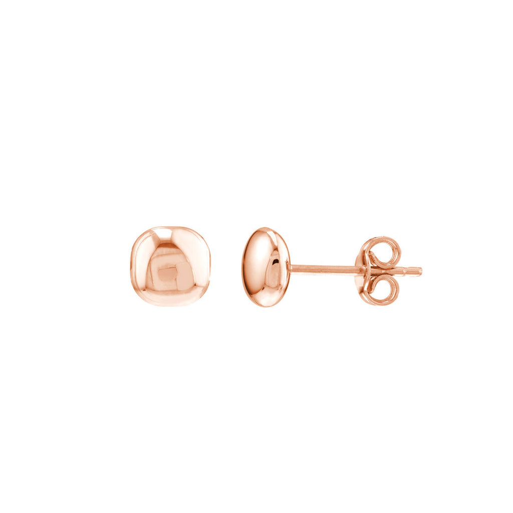 Cushion Pebble Stud Earrings in Rose Gold