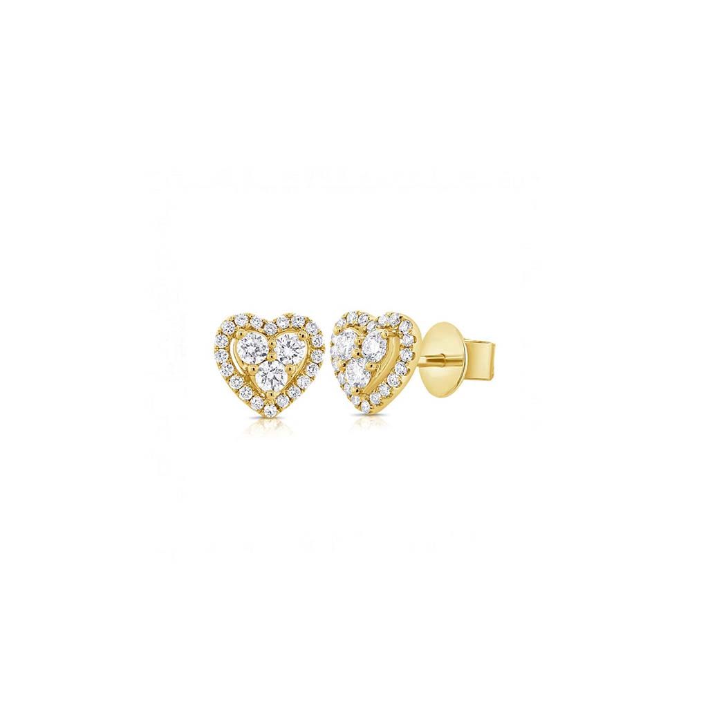 Heart Diamond Earrings in Yellow Gold
