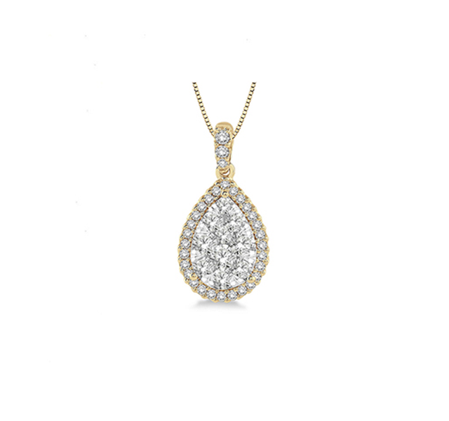 Diamond Cluster Necklace In Yellow Gold